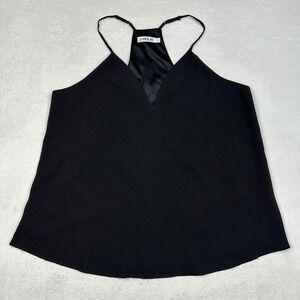 FOROLAV Womens Black V-Neck Racerback Camisole Top Adjustable Straps Size L